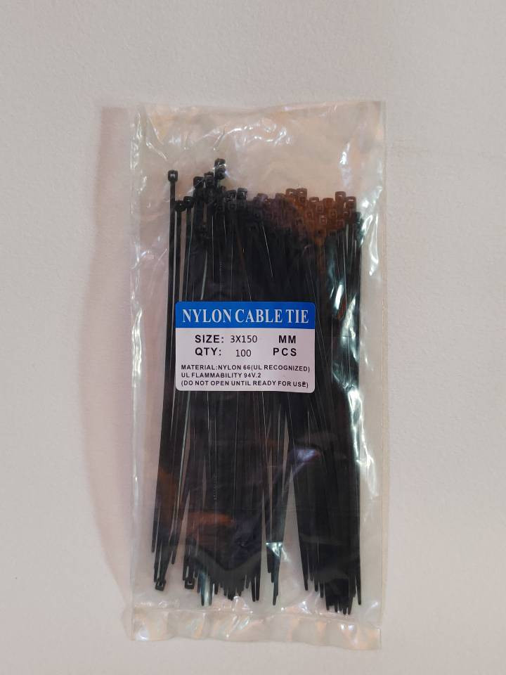3x150 BLACK NYLON CABLE TIE Multi-Purpose 100pcs