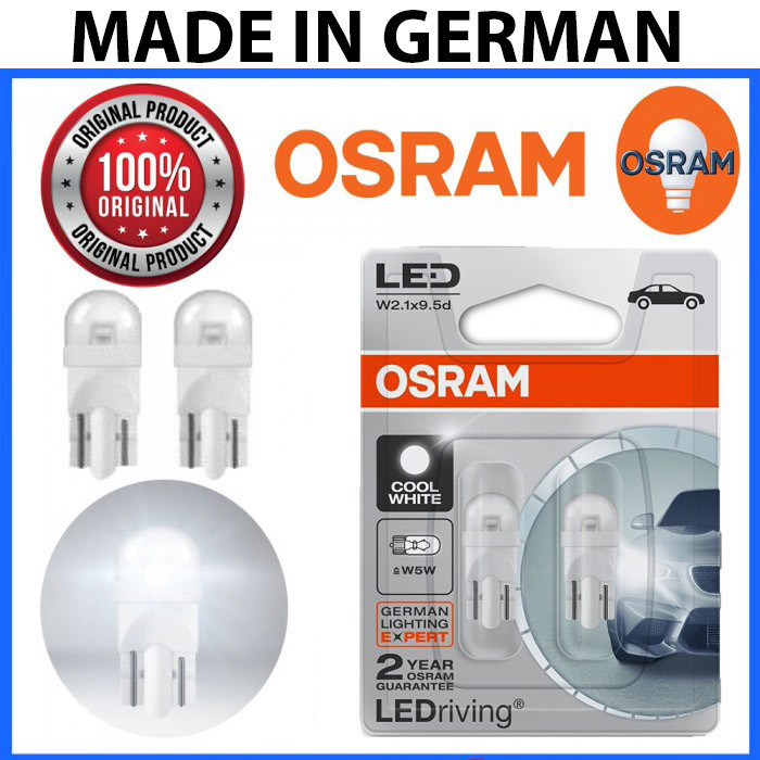 Osram T10 W5W Cool White LED Bulb 6000K 12V (1Set 2pcs) Original Genuine German Lighting Expert
