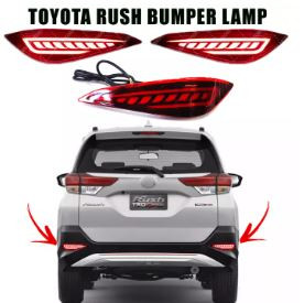 2PCS Toyota Rush 2018-2022 Functions Car LED Rear Fog Lamp Bumper Light Auto Brake Light Reflector 2in1 YE-030