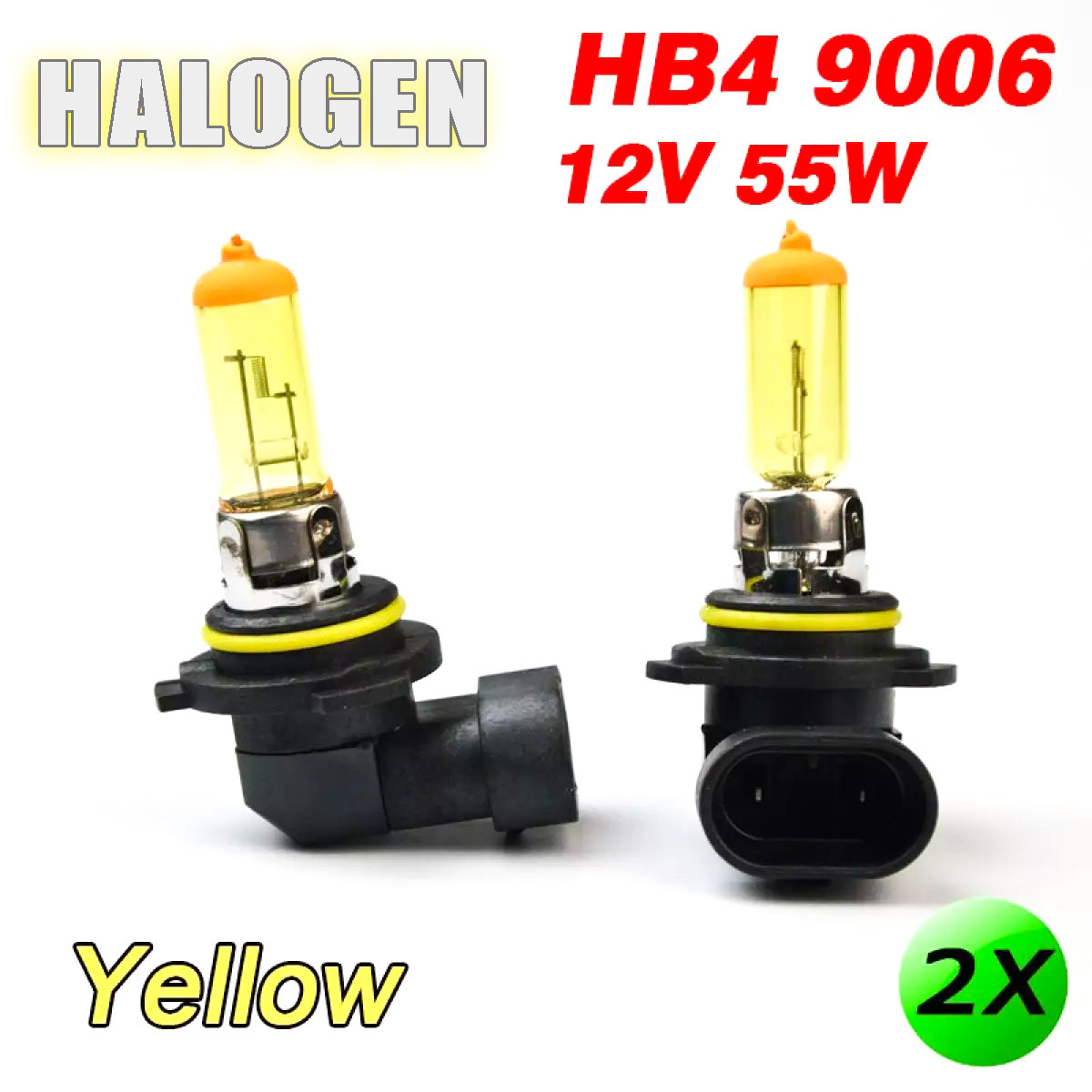 2PCS HB4 9006 Halogen Bulb Yellow Glass 12V 55W P22d Car Head Lights Automotive lamps