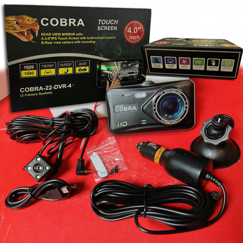 COBRA-22-DVR-4 2 CAMERA SYSTEM DASHCAM 4.0"INCHES LCD TOUCH SCREEN 1920HP 12 MEGA PIXEL