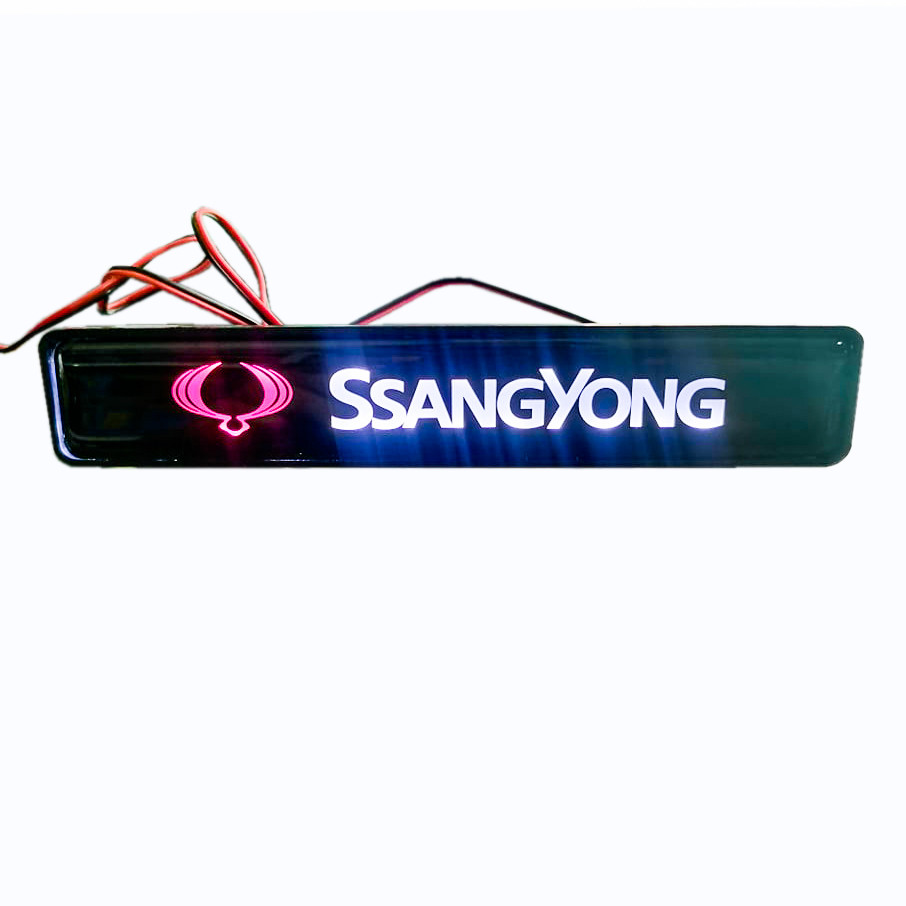 1Pc SSANGYONG Car Front Grille Luminous Emblem Badge LED Decoration Lights Car Logo