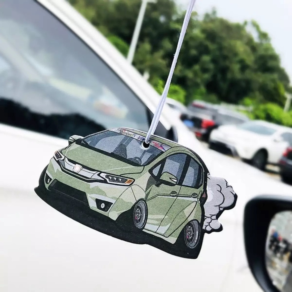 JDM Japan HONDA FIT JAZZ Badge Car Paper Air Freshener Auto Hanging Perfumed Fragrance (Black Ice)