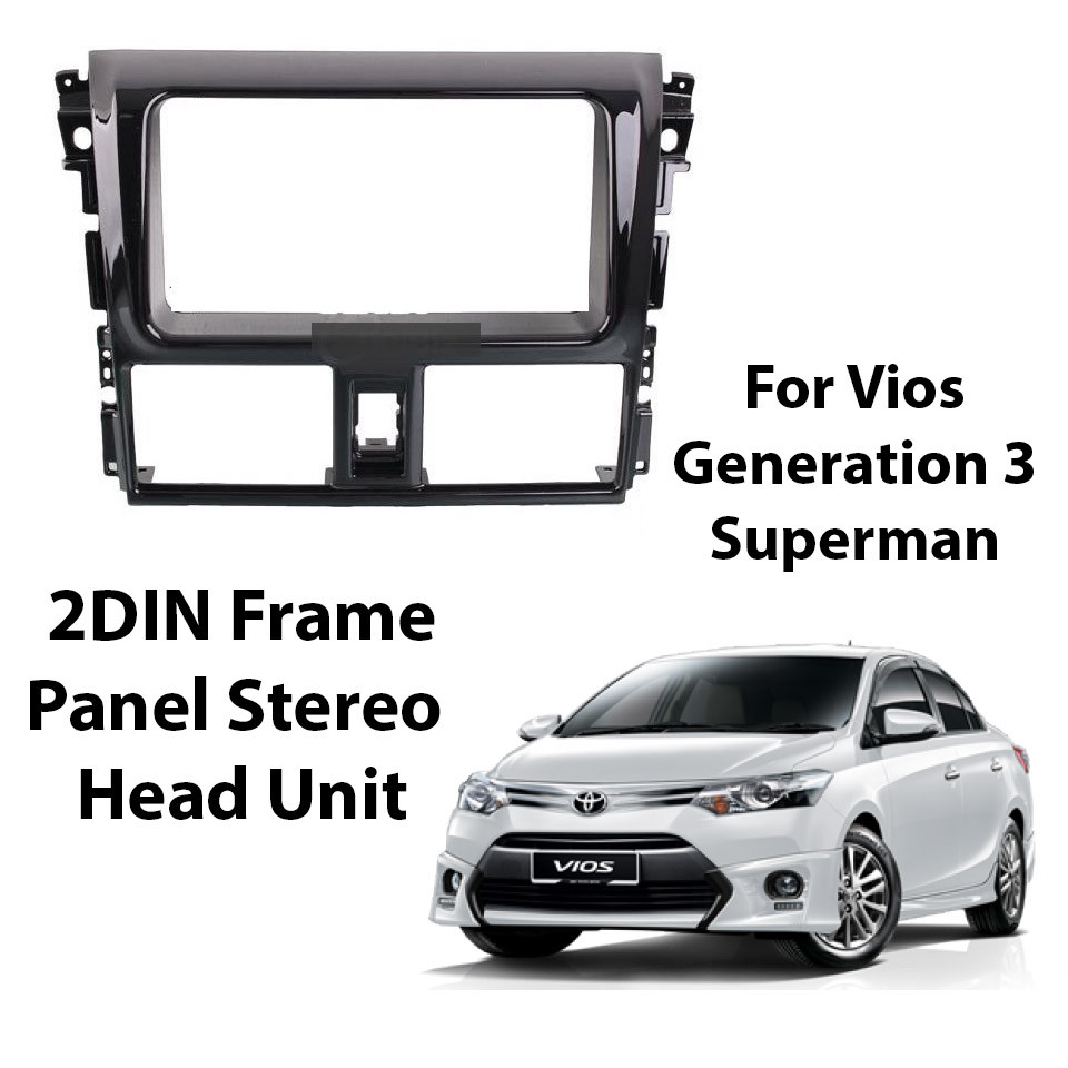 2013-2018 Toyota Vios Gen3 Double Din Car Stereo Panel Dashboard Mounting Installation Frame 2Din