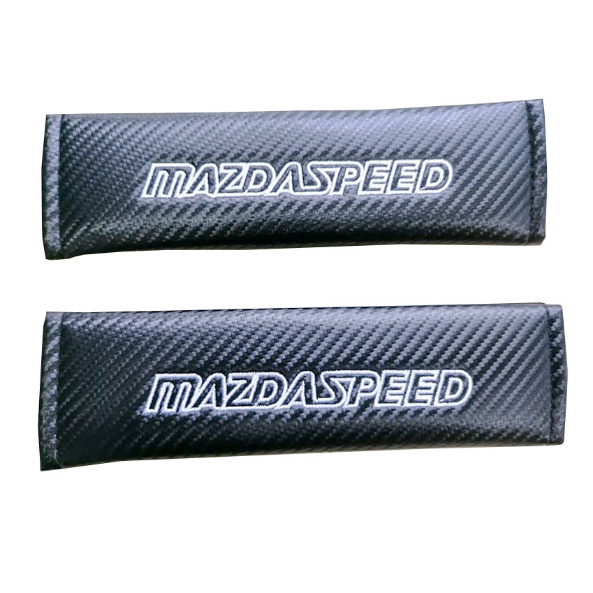 MAZDA SPEED 2pcs Car Seat Belt Shoulder Pad Carbon Fiber Sports Design Seat Belt Cover