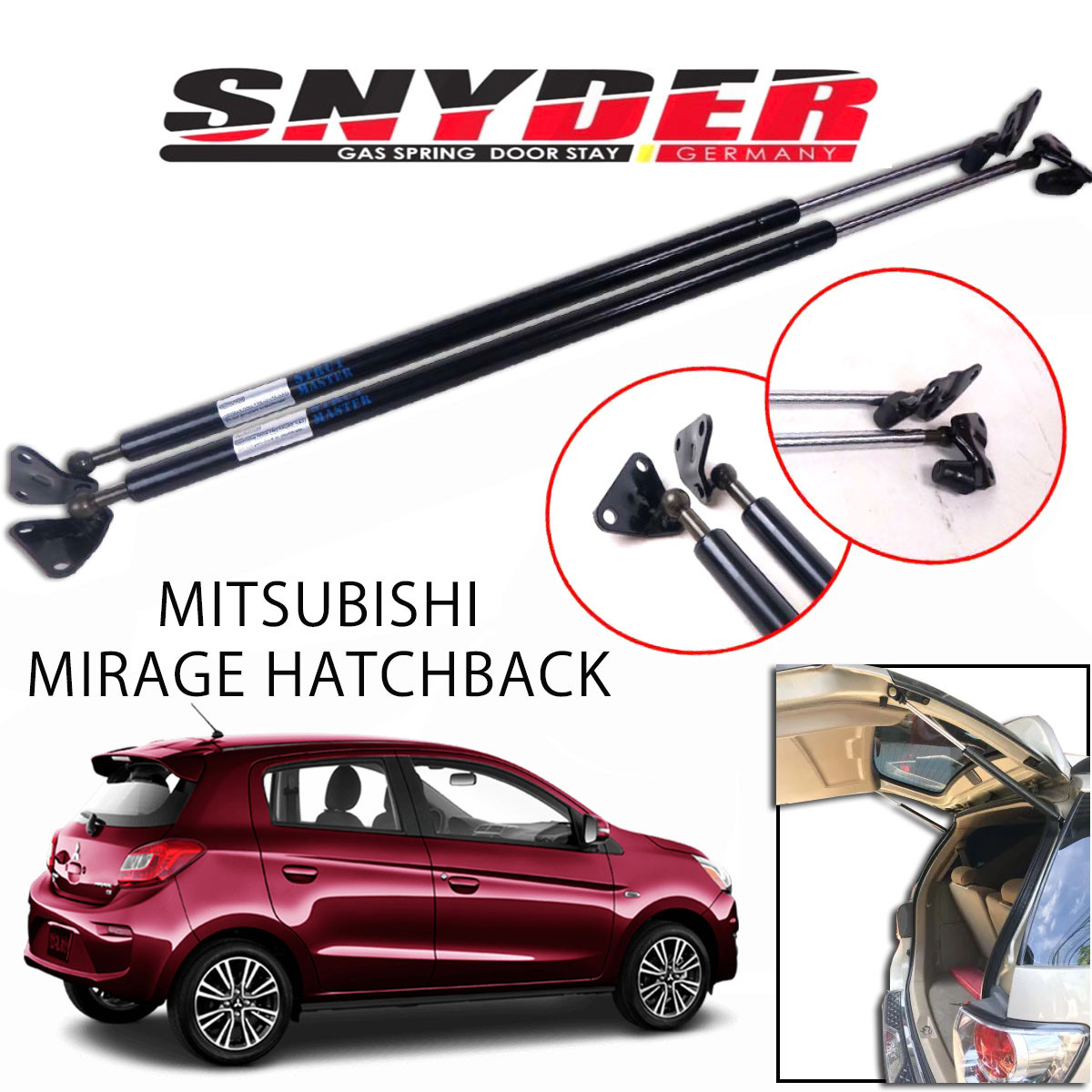 SGS-306 (Right) MITSUBISHI MIRAGE HATCHBACK 2013-2021 Gas Spring Door Stay Damper Struts Trunk Open - Snyder
