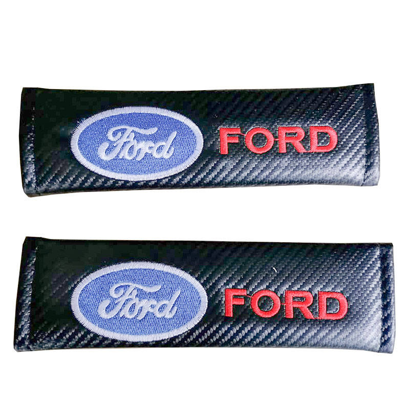 FORD 2pcs Car Seat Belt Shoulder Pad Carbon Fiber Sports Design Seat Belt Cover