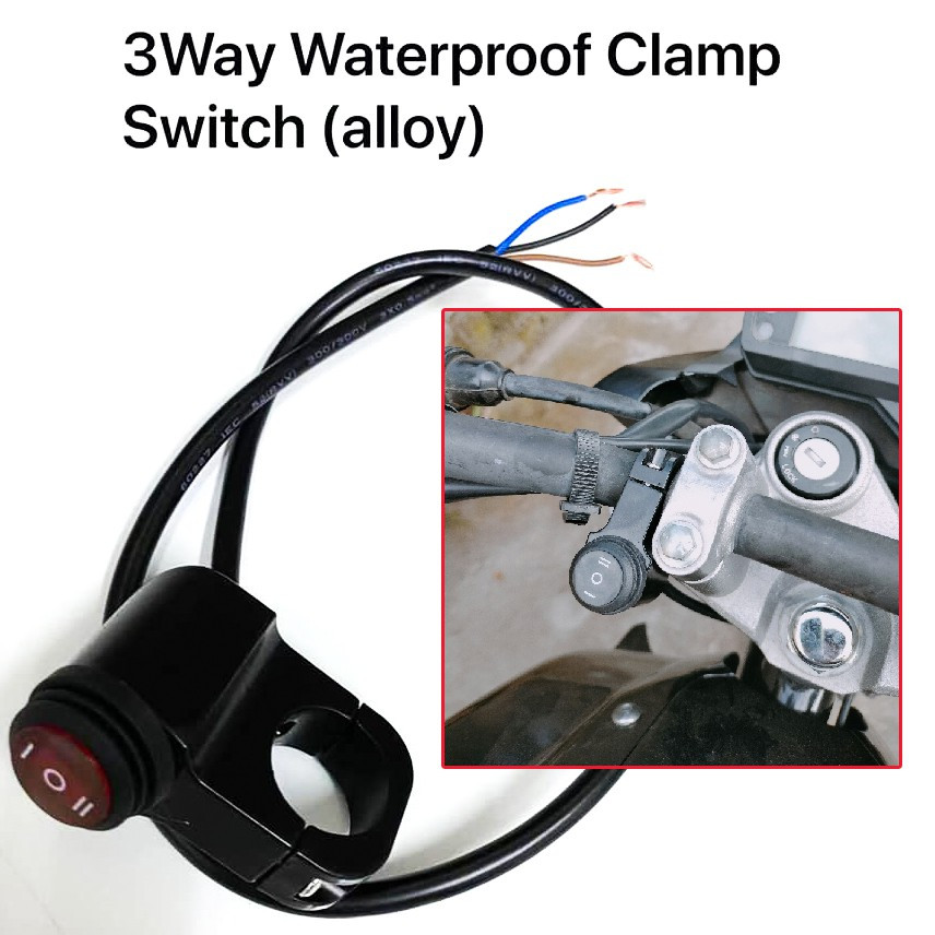 3Way Motorcycle Switch universal waterproof aluminum Alloy for Led Bar Fog Lights