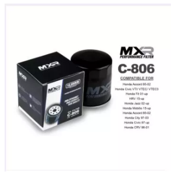 MXR OIL FILTER C-806 for Honda Accord 85-02 Honda Civic VTI/ VTEC/ VTEC3 Honda Fit 01-up HRV 15-up Honda Jazz 02-up Honda Mobilio 15-up Honda Accord 85-02 Honda City 97-03 Honda Civic 87-up H