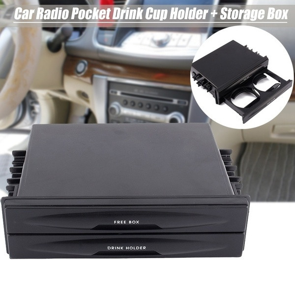 Car Universal 1Din Stereo Panel Black Box 1 DIN with Cup Holder and Storage