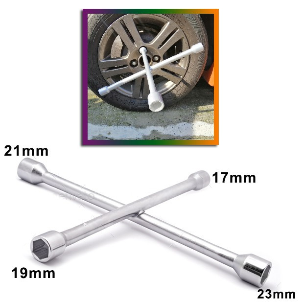 CROSS WRENCH HEAVY DUTY Steel Silver Color 17mm 19mm 21mm 23mm