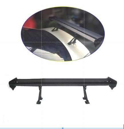 WY-107 Double Blade Aluminum Spoiler for Sedan Cars Matte Black Drill Type