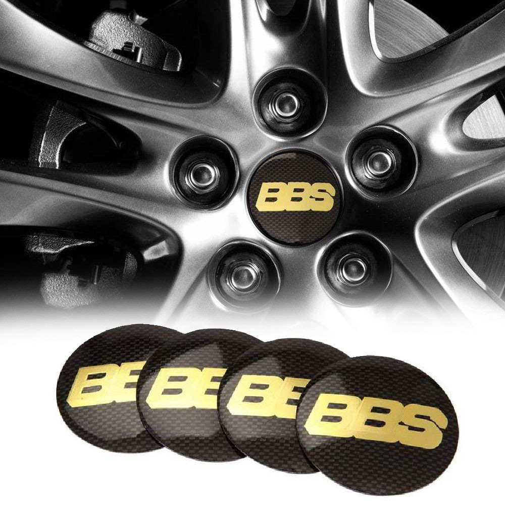 4PCS 56mm BBS Black Gold Logo Car Center Cap Emblem Wheel sticker Hub Caps Mags 3D