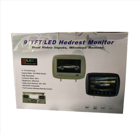 9 inches Led Headrest Monitor Universal Black Leather 2pcs Beige
