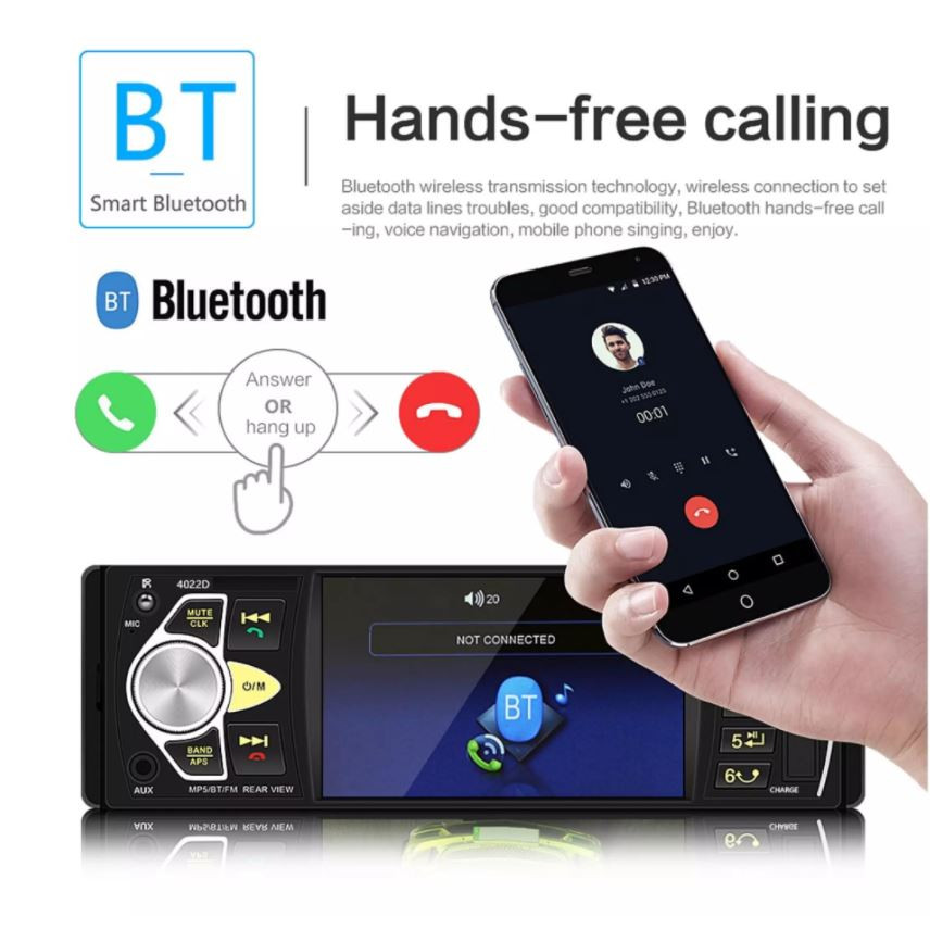 1 DIN HD Radio Car MP5 MP3 Player 4.1 Inch USB Video Player Support Bluetooth Music Hands-free Call