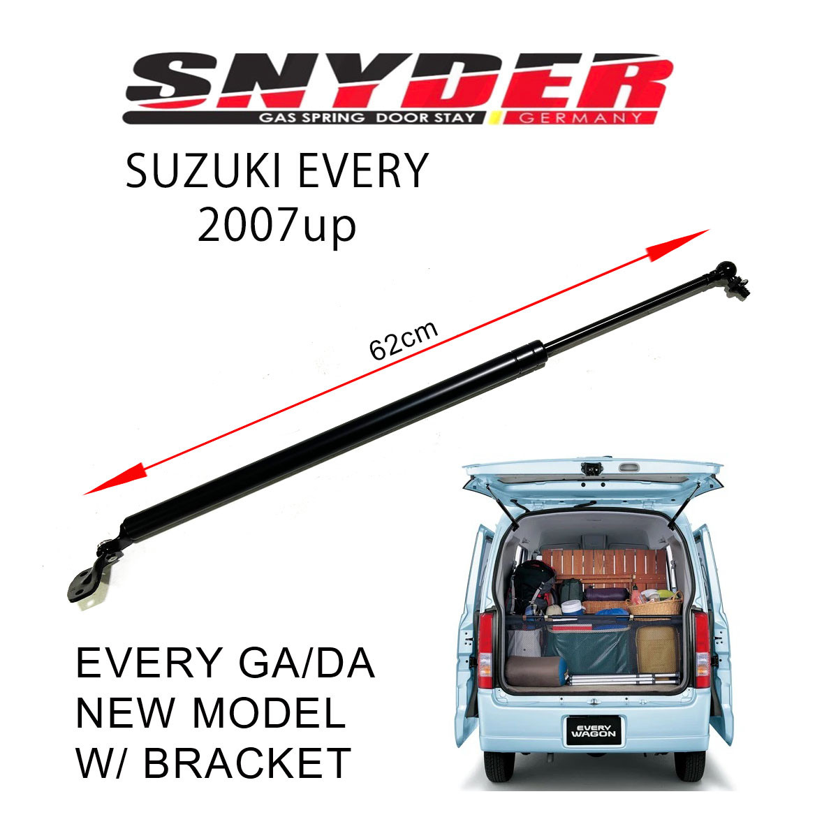 SGS-714 RH - Suzuki EVERY GA/DA NEW Model w/ Bracket 2007-UP Gas Spring Door Stay Damper Struts Trunk Open Snyder Brand