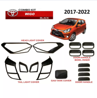 Garnish Cover Combo Set Matte Black for Toyota Wigo 2017-2022 Gen2 and Gen3