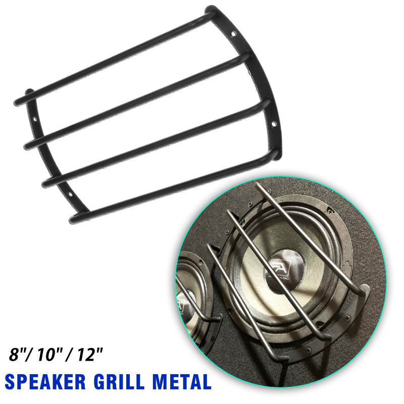 LIGHTNING LAB  Subwoofer Speaker Grille Cover Bar Grille 4 Levers Black Metal Rounded Edges