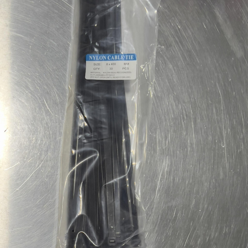 30pcs (8 x 400mm) BLACK NYLON CABLE TIE