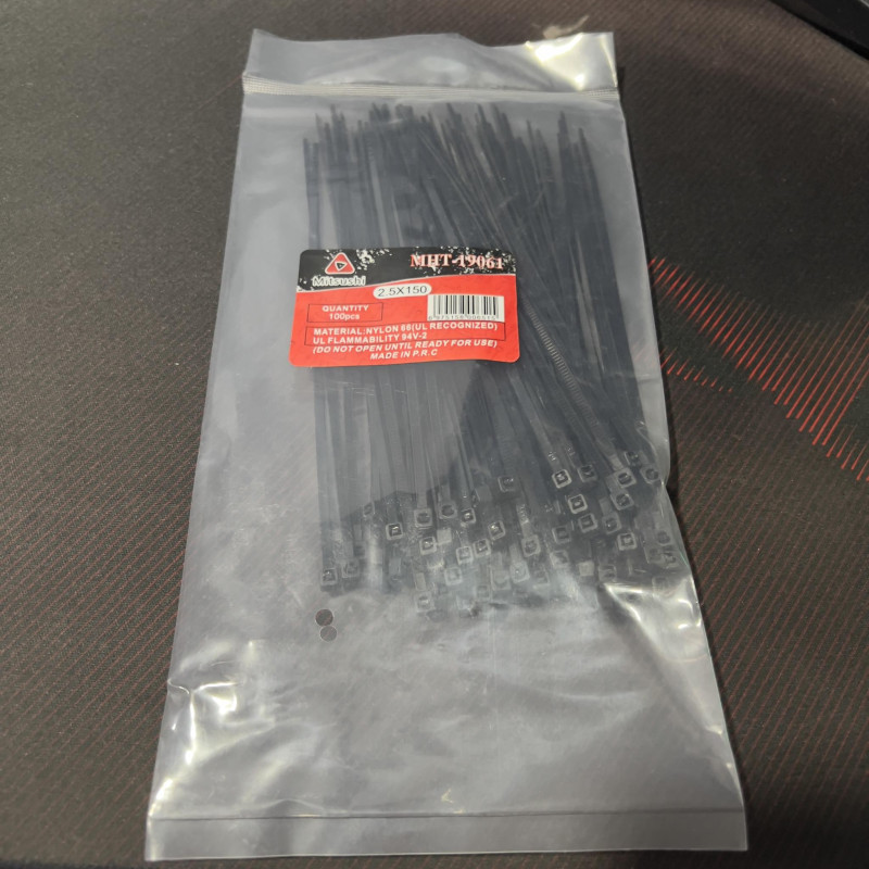 100pcs (2.5 x 150mm) BLACK NYLON CABLE TIE