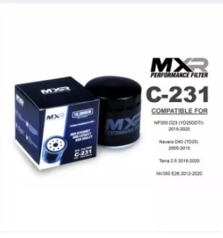 MXR OIL FILTER C-231 for NP300 D23 (YD25DDTI) 2015-2020 Navara D40 (TD25) 2005-2015 Terra 2.5 2018-2020 NV350 E26 2012-2020