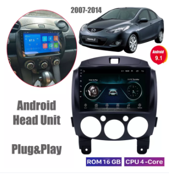 2007-2014 MAZDA 2 HD 1080P 9inch Touchscreen Android 9.1 Radio Head unit GPS Bluetooth WIFI USB