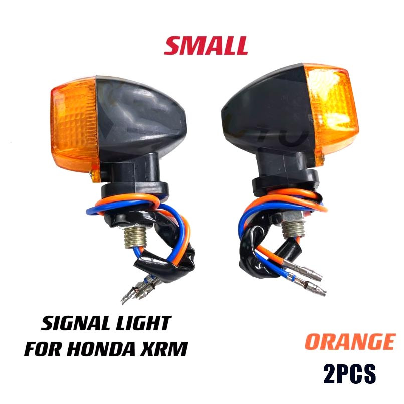2Pcs Left and Right Signal Light Small for Motorcycle Honda XRM with Adjustable Bolt Orange Color