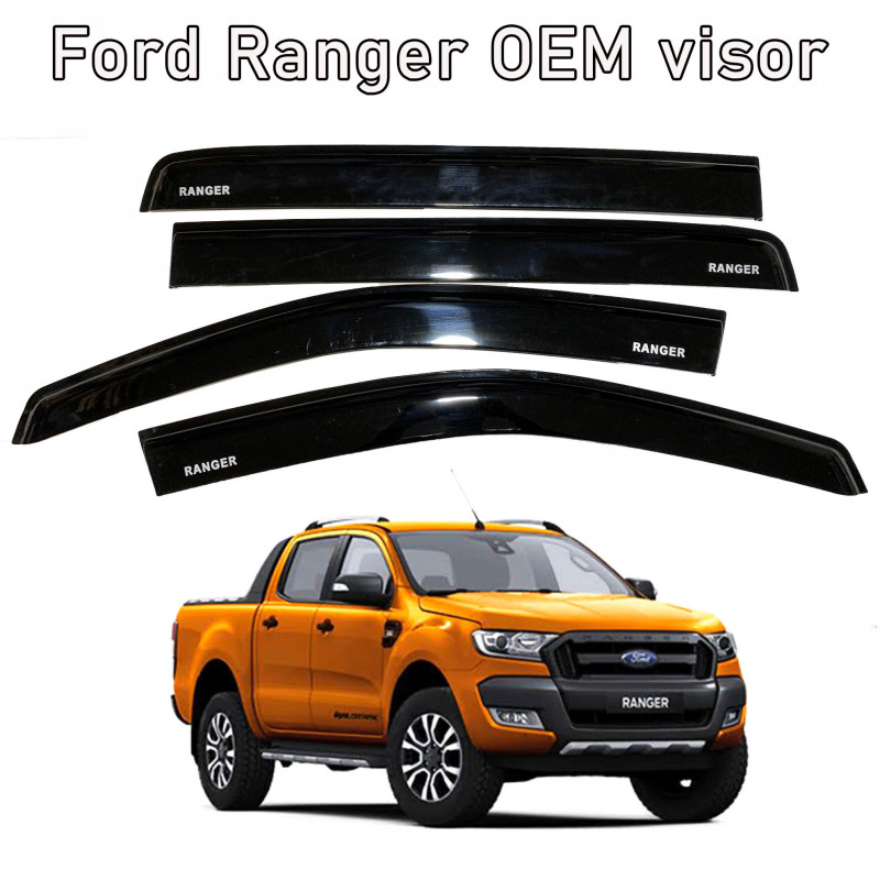 Ford Ranger T6 T7 and T8 OEM Rain Sun Guard Window Visor Black
