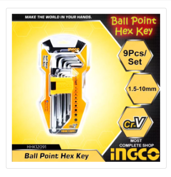 INGCO Ball Point Hex Key 1.5mm-10mm 9PCS/SET HHK12091