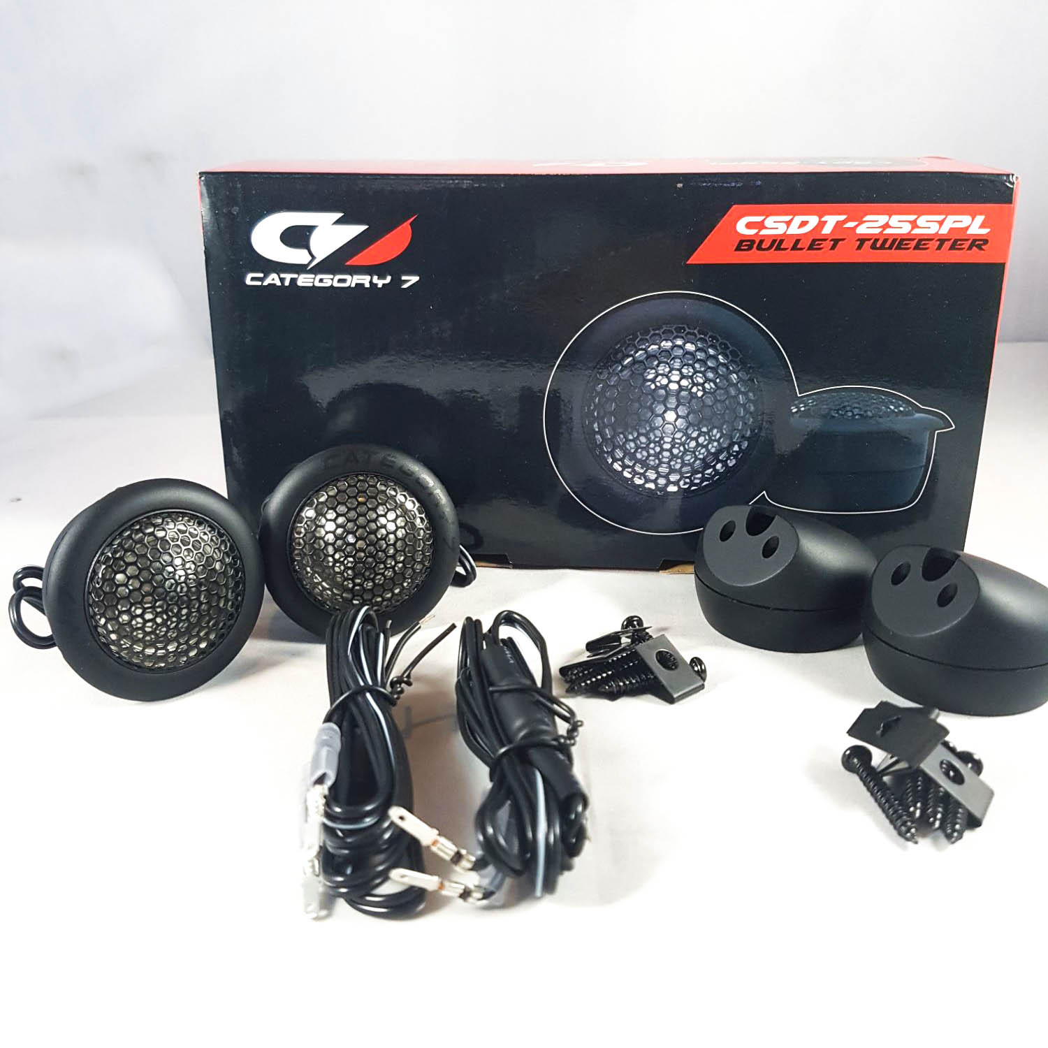 Category 7 DOME TWEETER CSDT-25SPL CAR DOOR TWEETER PAIR 2PCS WITH POD