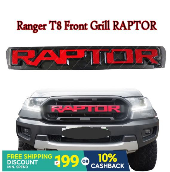 XHQP-CL009 T8 FORD RANGER 2018-2021 FRONT GRILL RAPTOR LOGO RED
