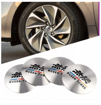 4PCS 56mm MUGEN POWER Car Center Cap Emblem Wheel sticker Hub Caps Mags Silver 3D