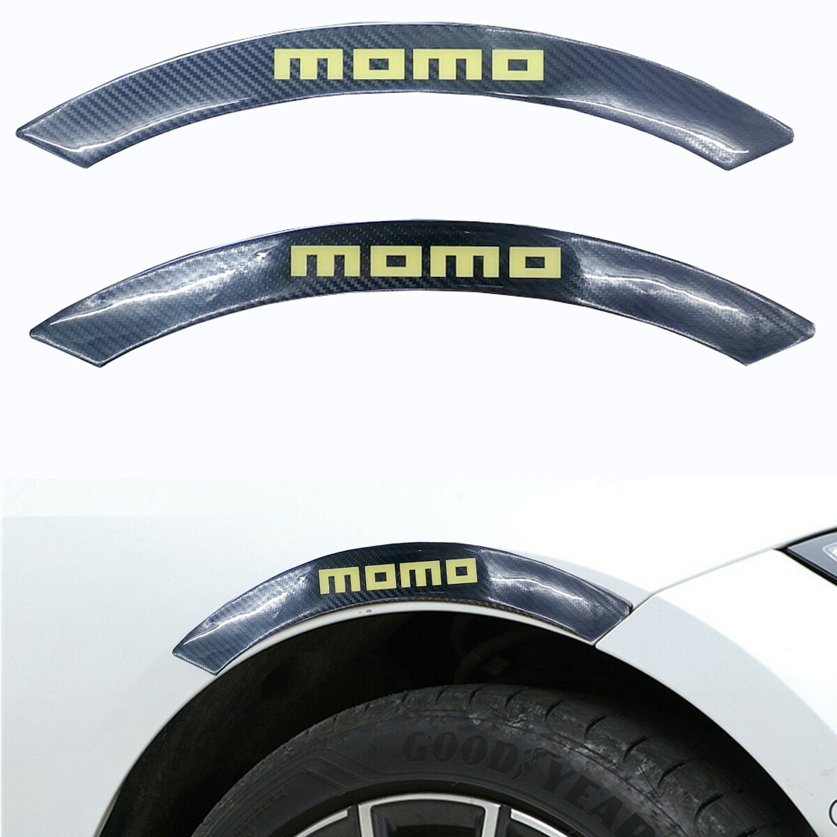 2PCS MOMO Car wheel eyebrow strip fender arch trim protector sticker carbon Anti-Collision