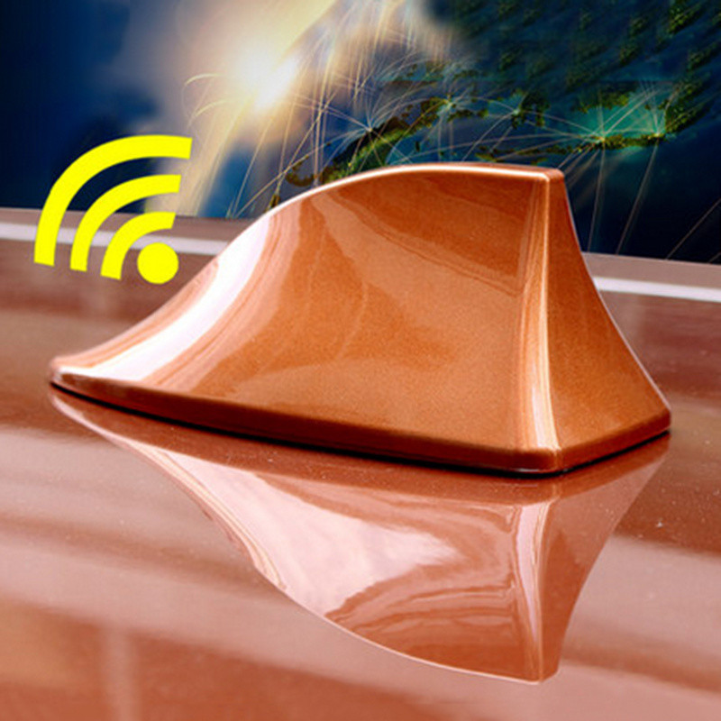 Original Universal Shark Fin Roof Antenna Radio Signal Metallic ORANGE