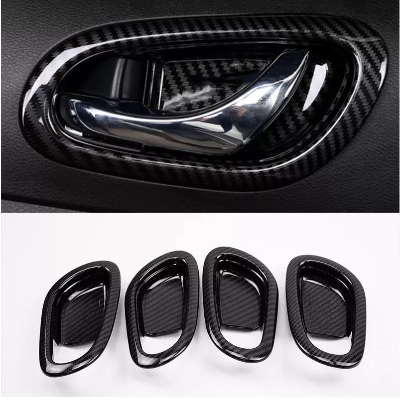 2015-2022 Nissan Navara NP300 / TERRA Carbon Fibre Car Inner Door Handle Bowl Protector Frame Cover Car Inside Trim