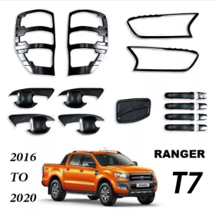 2016-2022 Ford Ranger T7 / T8 Garnish Combo Set Cover Matte Black