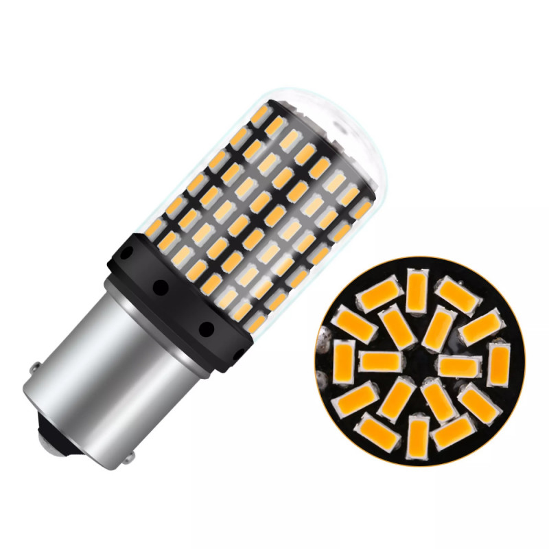 MSM-3146 2PCS 144 LED Bulb Tail Light Single Contact PY21W BAU15S 1156 Bulbs 144 smd led