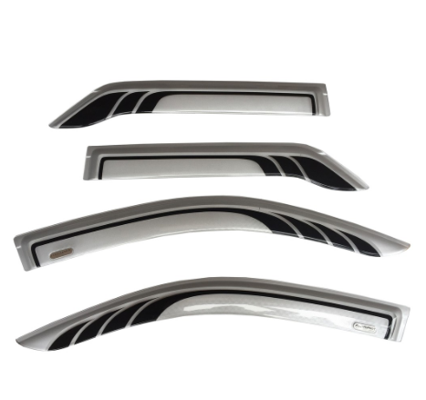 2016-2021 Toyota Fortuner Rain Sun Windows Visor Guard 2 Tone Aeromax Silver Net