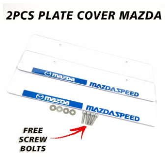 2Pcs Car Plate Cover with MAZDA Logo Universal FREE SCREW BOLTS STAINLESS