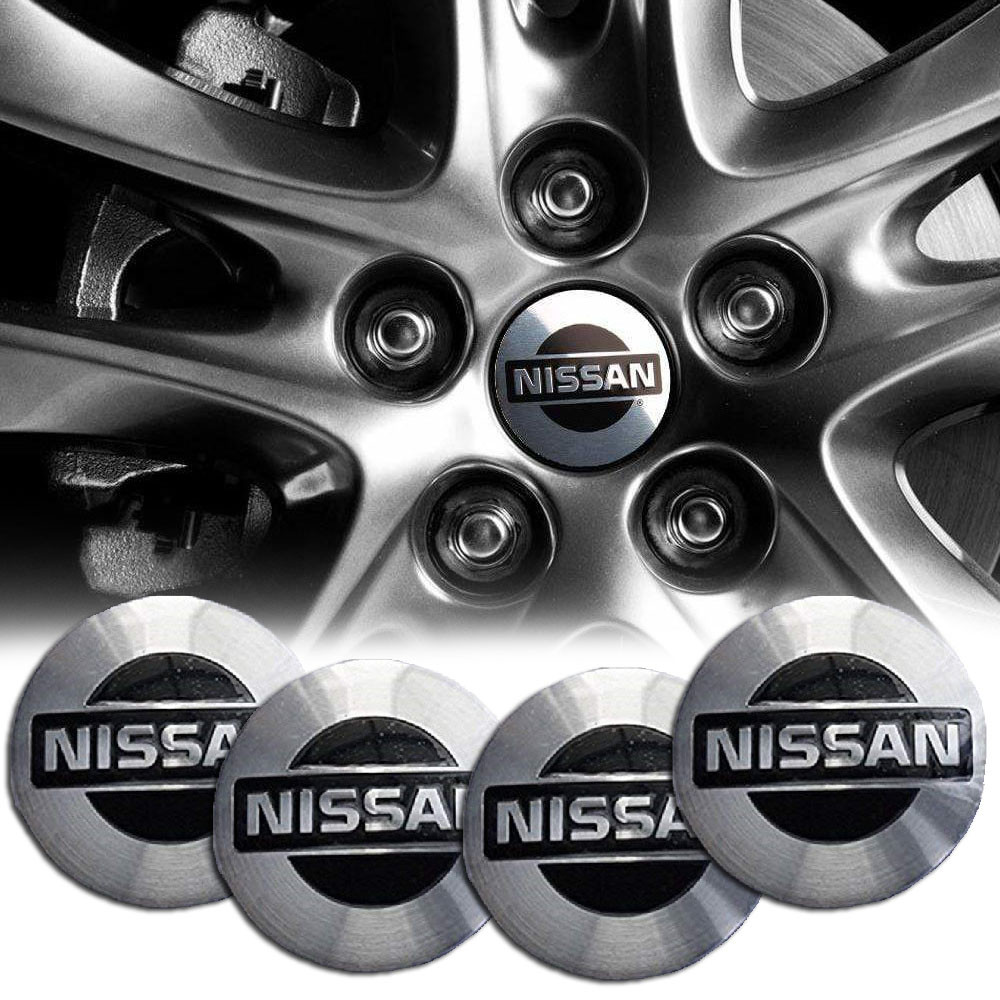 4PCS 56mm NISSAN Black/Silver Car Center Cap Emblem Wheel sticker Hub Caps Mags 3D