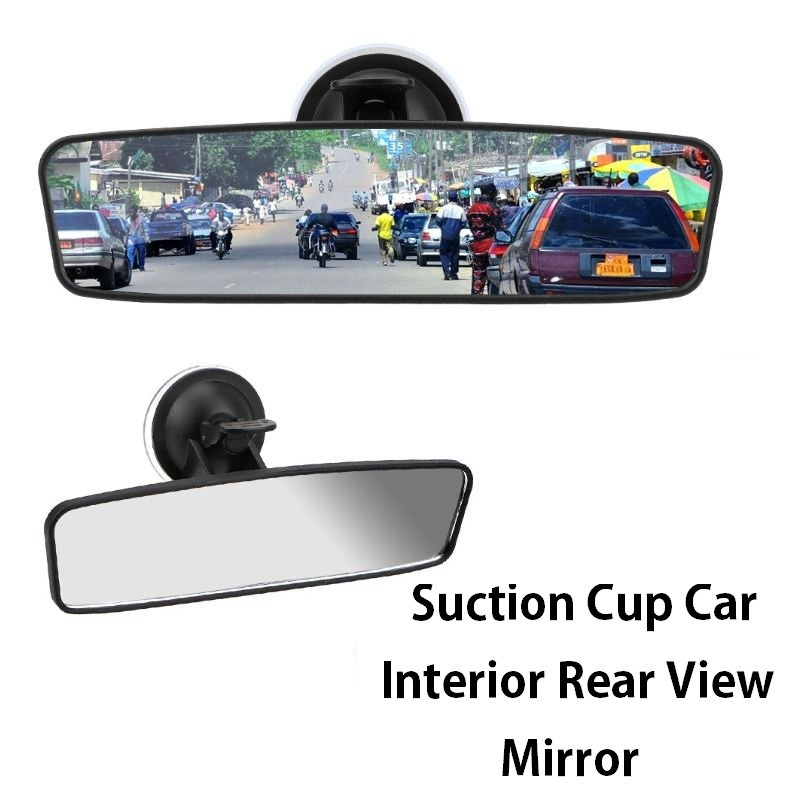 Universal Adjustable Suction Cup Interior Rear View Mirror Car Rear Mirror 360 Rotates 200mm x 60mm