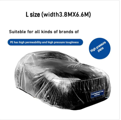 LARGE - PE CAR COVER Transparent Clear PE film rain cover Cars Hatchback Sedan