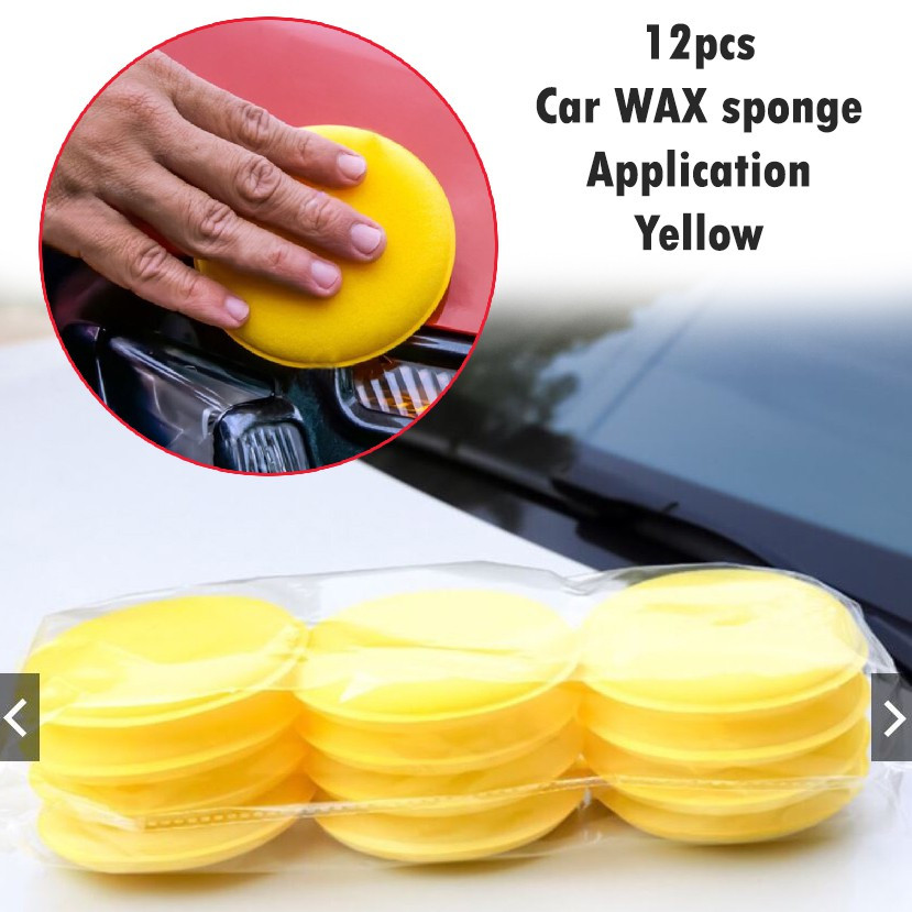 12pcs Car Detailing Care WAX Sponge Application Yellow For Wash Buffing Pad Buffer Ceramic