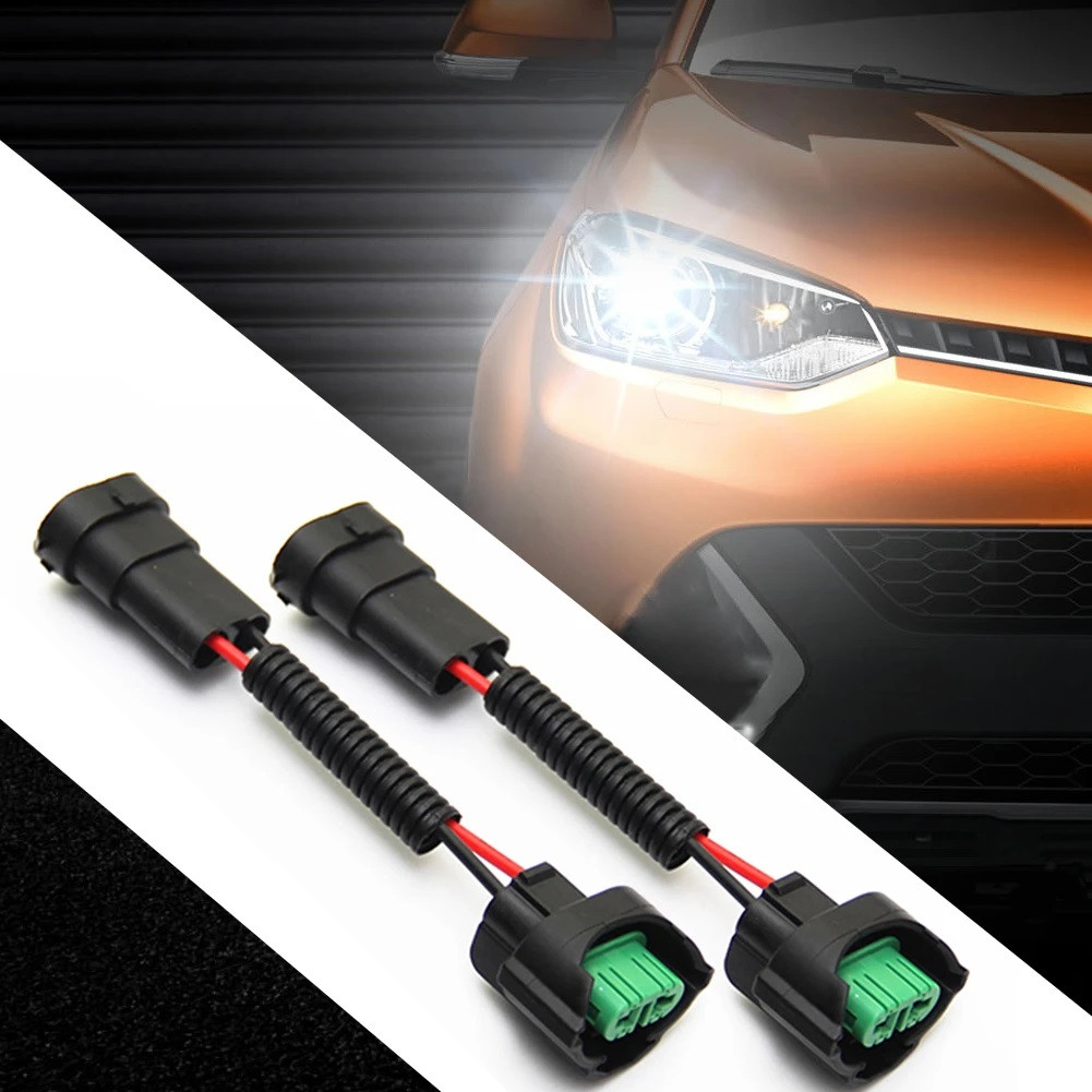 2pcs H11 H9 H8 Extension Cable Wiring Harness Sockets Wires for Fog Lamp Male/Female 8 inches