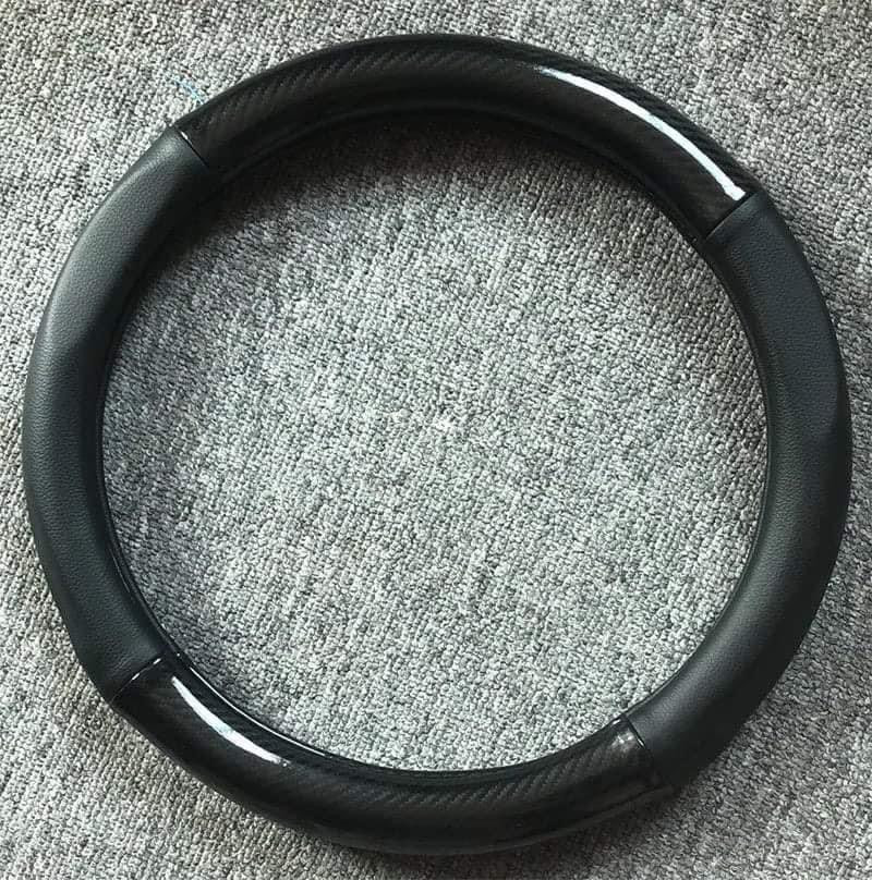 Carbon Fiber Leather Steering Wheel Cover Universal Fitting