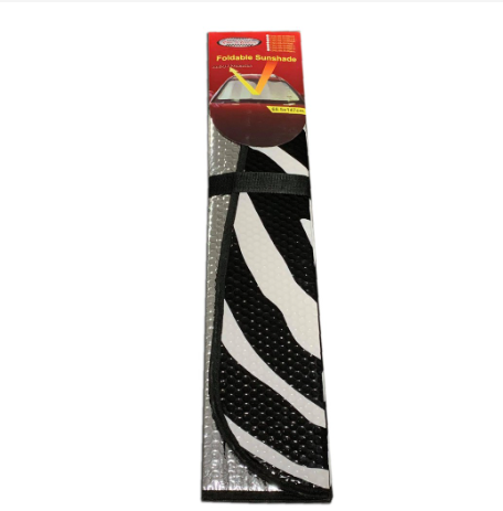 Car Universal Foldable Sunshade Black+White Zebra Style 68x147cm Anti-UV Protection