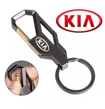 KIA Single Ring Key chain Universal Aluminum Alloy Chrome Black Keychain