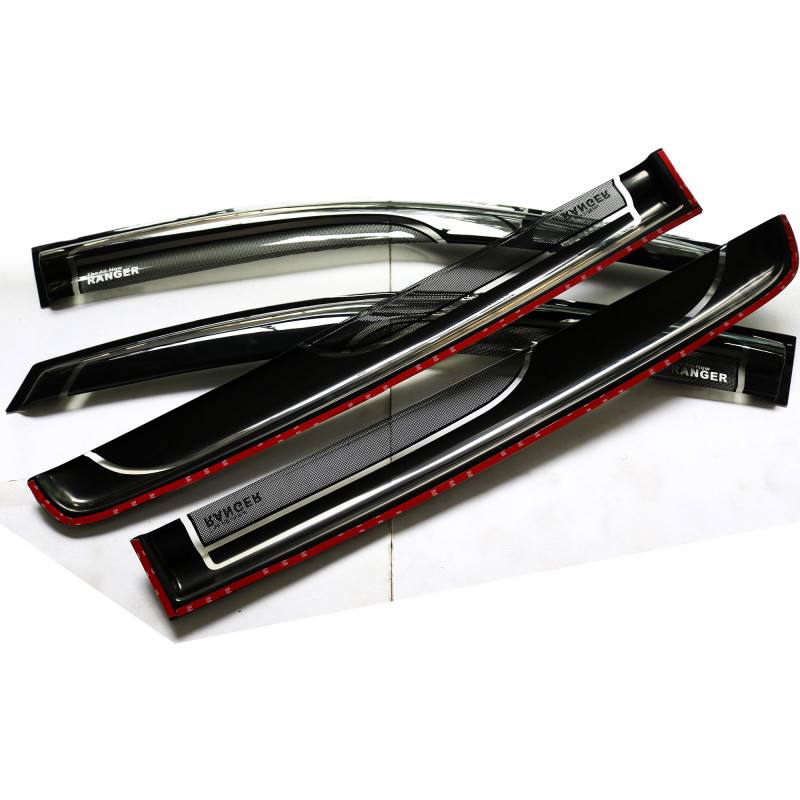 2015-2022 Mitsubishi Strada Triton Gutter Rain Sun Visor 2 Tone Black Design Made in Thailand