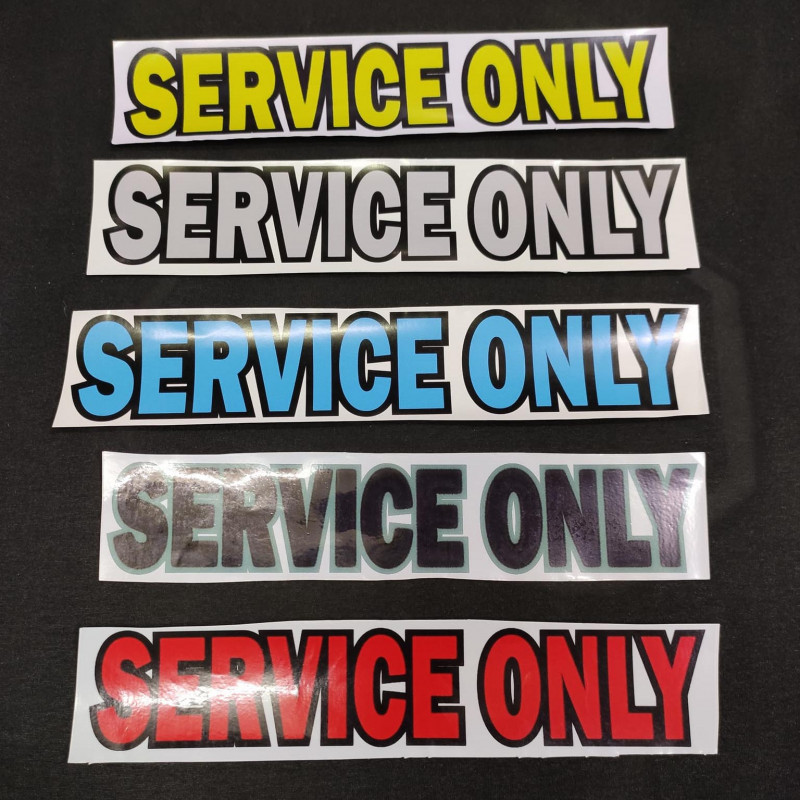 SERVICE ONLY Sticker Vinyl Printed White Background Size 24cm x 4.5cm
