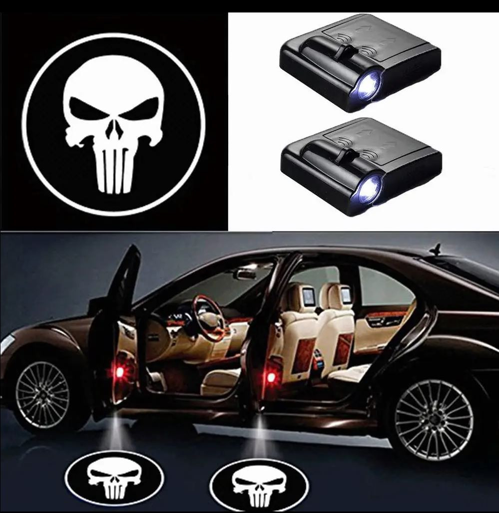 #255 PUNISHER 2Pcs Car Door Sensor Light welcome Wireless illuminating ground Floor open doors